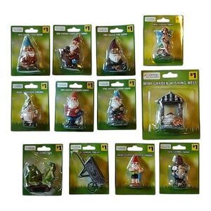 Lot of 12 Mini Garden Figurines Accessories Gnomes Well Trolley Frogs Fairy New